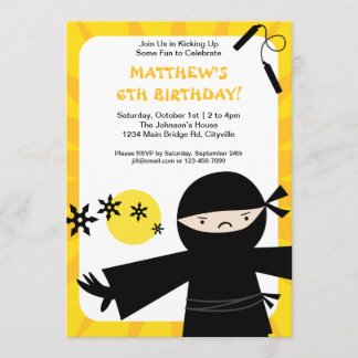 Ninja Power Yellow Invitation Kaart