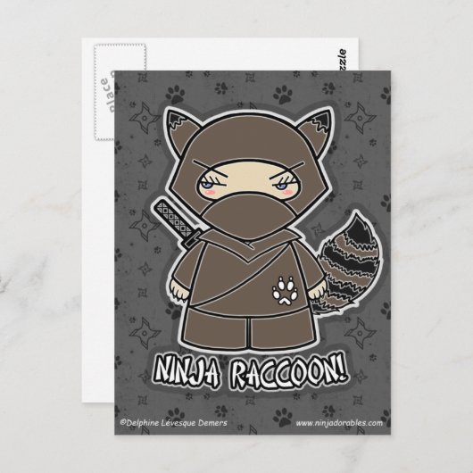 Ninja Raccoon. Briefkaart (Voorkant / Achterkant)