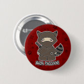 Ninja Raccoon. In rode Button (Voorkant /achterkant)