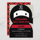 Ninja Red & Black Boy Verjaardag Kaart (Voorkant / Achterkant)