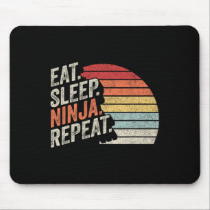 Ninja Retro Eet Slaap Ninja Karate Herhaal Muismat