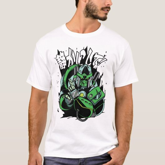 Ninja Robot Japanse Style T Shirt Design (Voorkant)