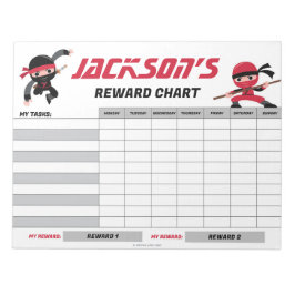 Ninja Rood Zwart Beloningsdiagram Gepersonaliseerd Notitieblok