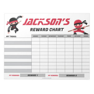 Ninja Rood Zwart Beloningsdiagram Gepersonaliseerd Notitieblok