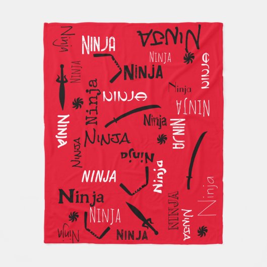  Ninja Rood Zwart Wit Katana Patroon Fleece Deken (Voorkant)