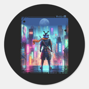 Ninja Samurai elektrische paal in Japanse Retro Cy Ronde Sticker