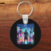 Ninja Samurai elektrische paal in Japanse Retro Cy Sleutelhanger (Voorkant)