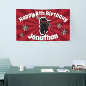 Ninja Samurai Gepersonaliseerde Gelukkige Verjaard Spandoek (Beurs)