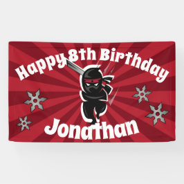 Ninja Samurai Gepersonaliseerde Gelukkige Verjaard Spandoek