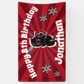 Ninja Samurai Gepersonaliseerde Gelukkige Verjaard Spandoek (Verticaal)