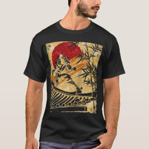 Ninja Samurai Japanse  vechtster Retro Ragla T-shirt