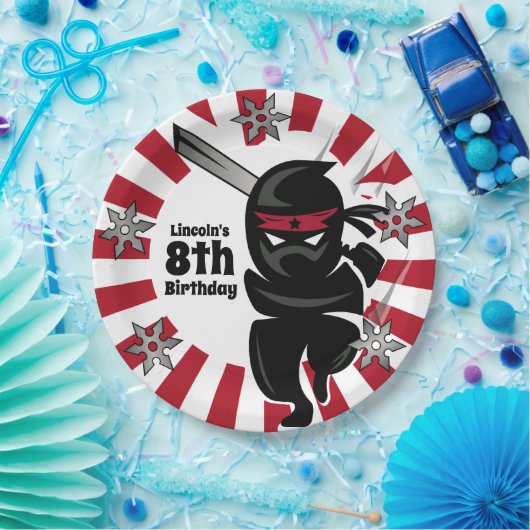 Ninja Samurai Warrior Gepersonaliseerde Verjaardag Papieren Bordje (Feest)