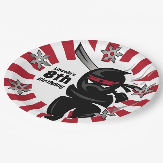Ninja Samurai Warrior Gepersonaliseerde Verjaardag Papieren Bordje (Gekanteld)