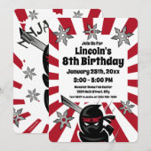 Ninja Samurai Warrior Kids Verjaardagsfeest Uitnod Kaart (Voorkant / Achterkant)