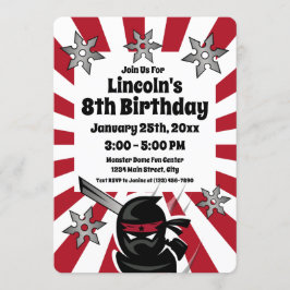 Ninja Samurai Warrior Kids Verjaardagsfeest Uitnod Kaart