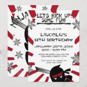 Ninja Samurai Warrior Kids Verjaardagsfeest Uitnod Kaart (Voorkant / Achterkant)