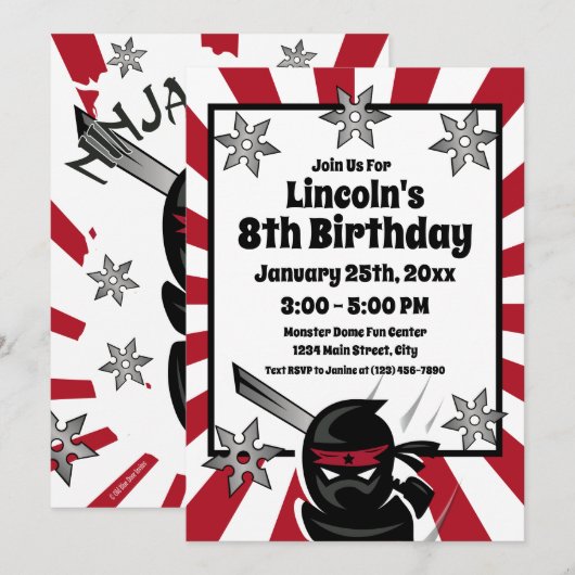 Ninja Samurai Warrior Kinder Jongens Verjaardagsfe Kaart (Voorkant / Achterkant)