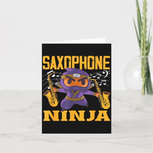 Ninja Saxophonist Saxophone Tee Kaart (Voorkant)