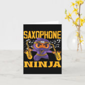 Ninja Saxophonist Saxophone Tee Kaart (Gele Bloem)