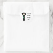 Ninja school aanbod stickers, naam kamer nummer ronde sticker (Tas)