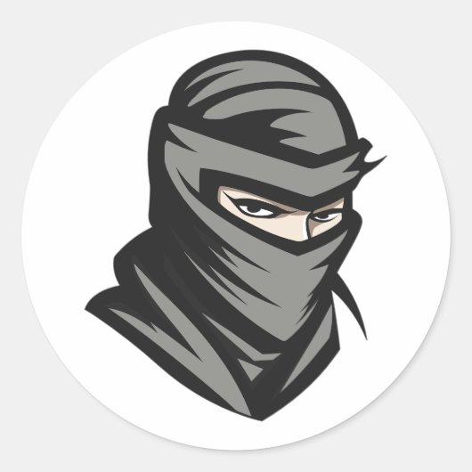 Ninja Shinobi Hoofdportret Ronde Sticker (Voorkant)
