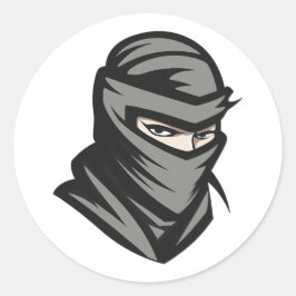 Ninja Shinobi Hoofdportret Ronde Sticker