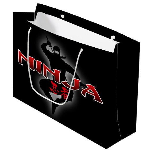Ninja Silhouette Groot Cadeauzakje (Voorkant Gekanteld)