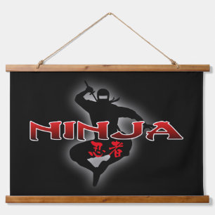 Ninja Silhouette Hangend Wandkleed