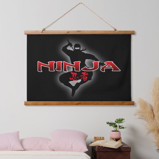 Ninja Silhouette Hangend Wandkleed (Slaapkamer)