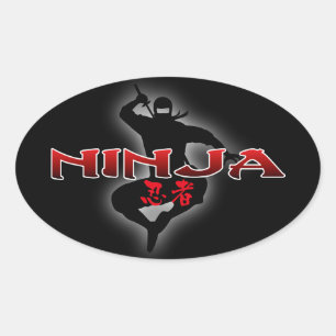 Ninja Silhouette Ovale Sticker