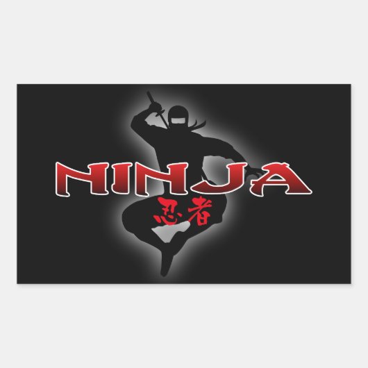 Ninja Silhouette Rechthoekige Sticker (Voorkant)