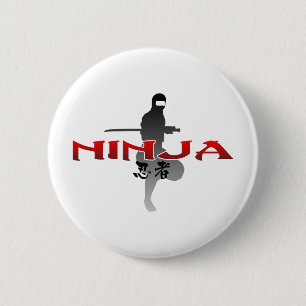 Ninja Silhouette Ronde Button 5,7 Cm