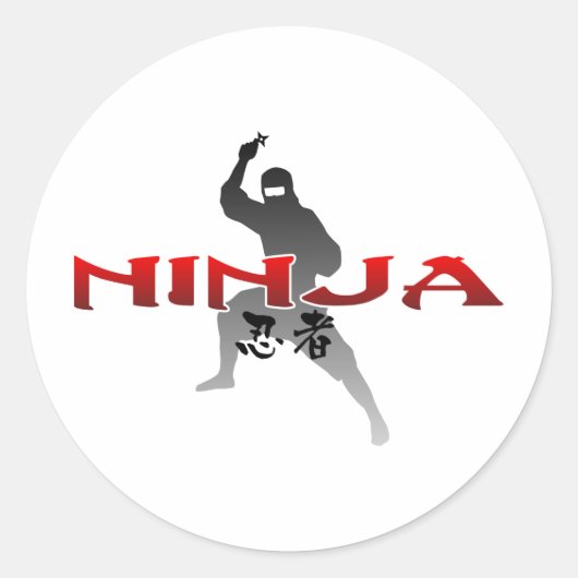 Ninja Silhouette Ronde Sticker (Voorkant)