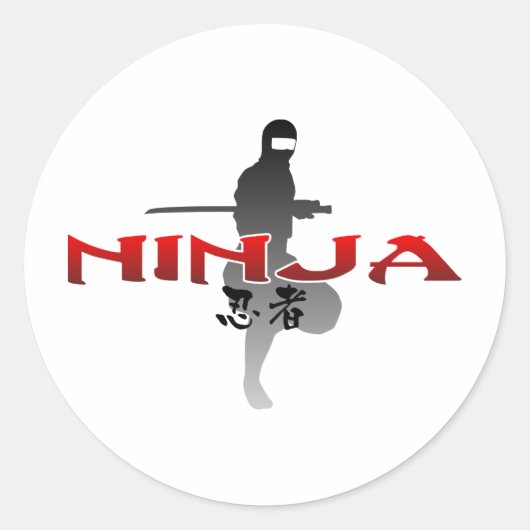 Ninja Silhouette Ronde Sticker (Voorkant)