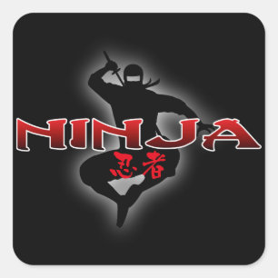 Ninja Silhouette Vierkante Sticker