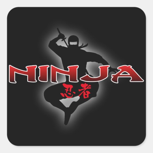 Ninja Silhouette Vierkante Sticker (Voorkant)