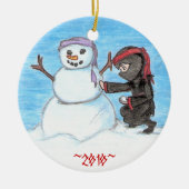 Ninja Snowman Keramisch Ornament (Voorkant)
