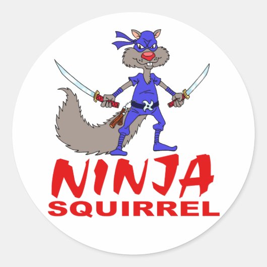 Ninja Squirrel Ronde Sticker (Voorkant)