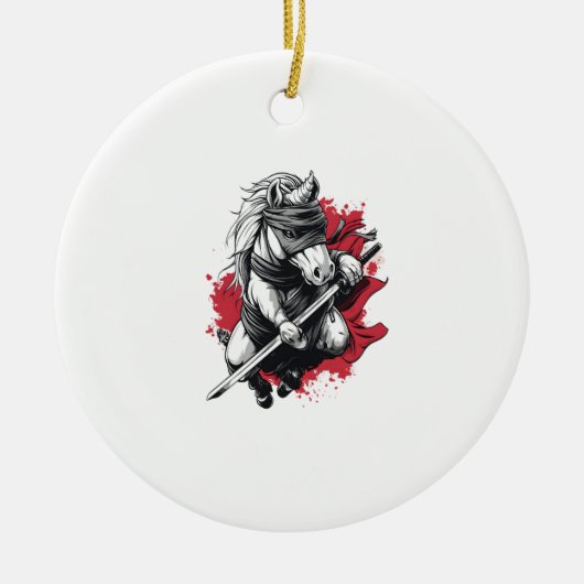 Ninja Stealth Eenhoorn (1) Keramisch Ornament (Voorkant)