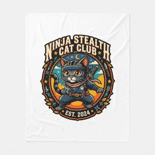 Ninja Stealth Kat Kata Moeder Cadeau Idee - Ninja Fleece Deken (Voorkant)