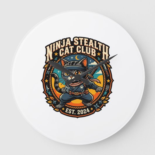 Ninja Stealth Kat Kata Moeder Cadeau Idee - Ninja  Grote Klok (Voorkant)