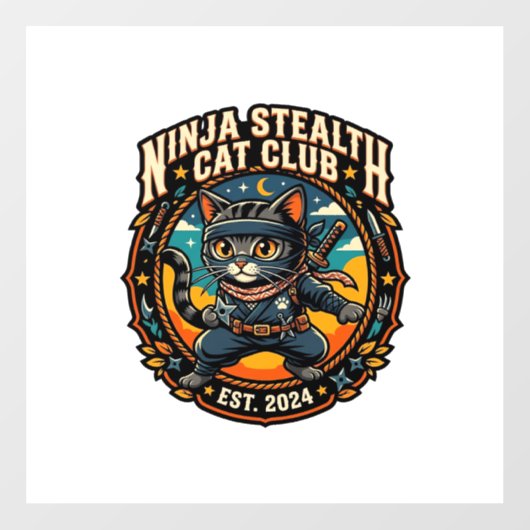 Ninja Stealth Kat Kata Moeder Cadeau Idee - Ninja Raamsticker (Vel)