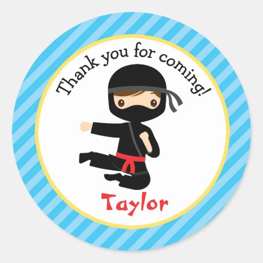 Ninja Stickers (Blue Boy Ninja Birthday Party) (Voorkant)