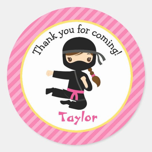 Ninja Stickers (Roze Girl Ninja Birthday Party) (Voorkant)