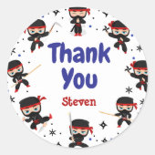 Ninja stijl kinder dank u ronde sticker (Voorkant)
