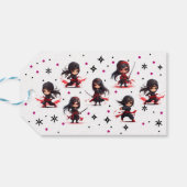 Ninja stijl kinder meisjesachtige verjaardag cadeaulabel (Achterkant Horizontaal)