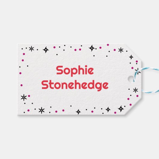 Ninja stijl kinder meisjesachtige verjaardag cadeaulabel (Voorkant (Horizontaal))