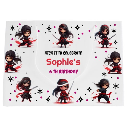 Ninja stijl kinder meisjesachtige verjaardag groot cadeauzakje (Voorkant)