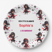 Ninja stijl kinder meisjesachtige verjaardag papieren bordje (Voorkant)