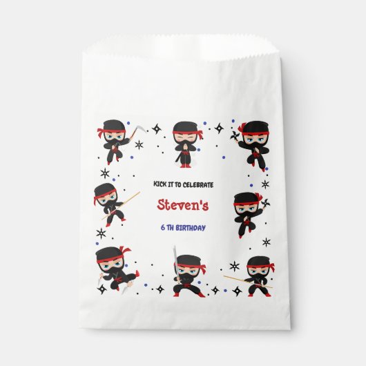 Ninja stijl kinderverjaardag bedankzakje (Voorkant)